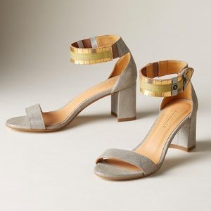 “Twilight Zephyr” silver leather sandals. New in box from Sundance.